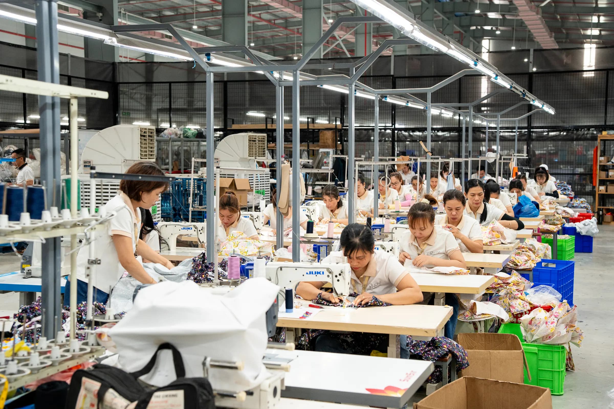 Machinists working on a Yoke sewing floor